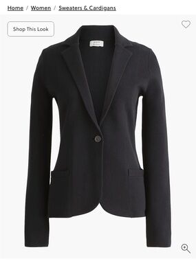 J. Crew Women's Black Knit Single-Button Sweater Blazer